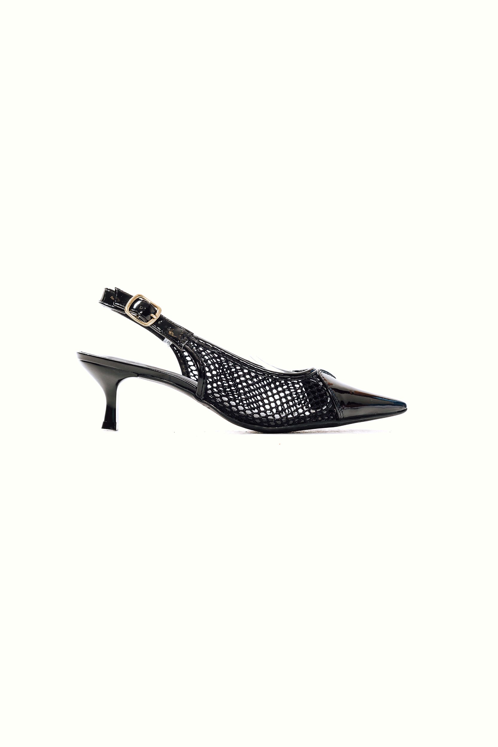 Scarpin Feminina Bico Fino Tela Slingback New Alice (Preto Scarpin Feminina Bico Fino Tela Slingback New Alice (Preto
