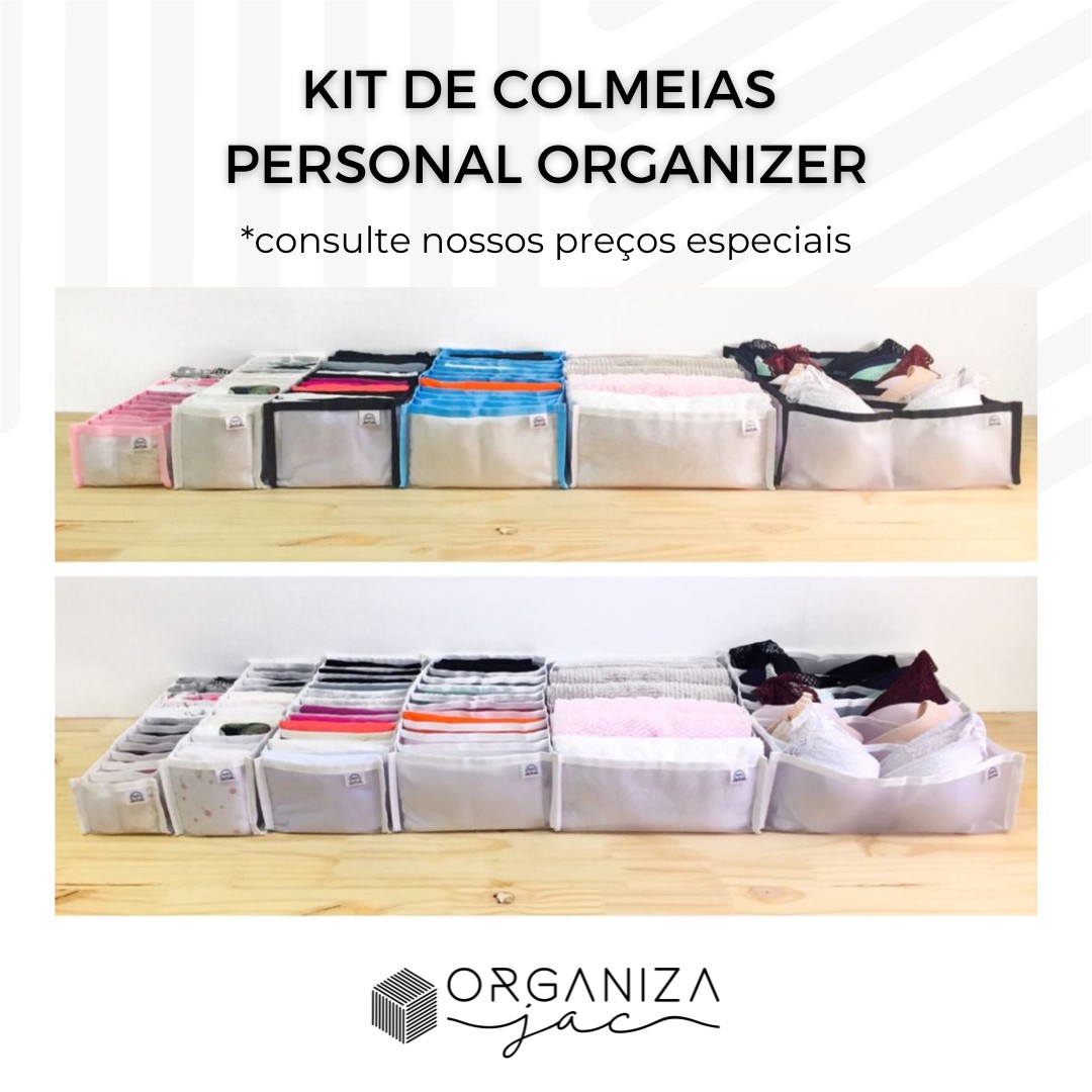 Kit de Colmeias Organizadoras Personal Organizer (01 PP, 01 P, 01 M, 01 G,  01 GG, 01 Sutiã) - Organiza Jac: Colmeias Organizadoras de Fabricação  Própria