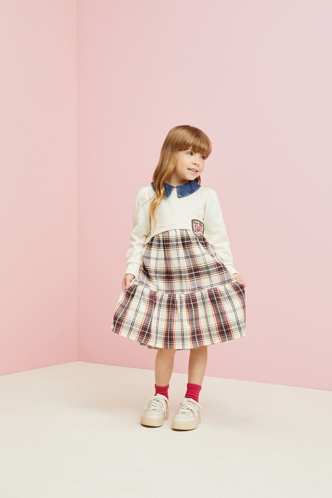 Vestido Momi em Jacquard Xadrez - Pilili Moda Infantil