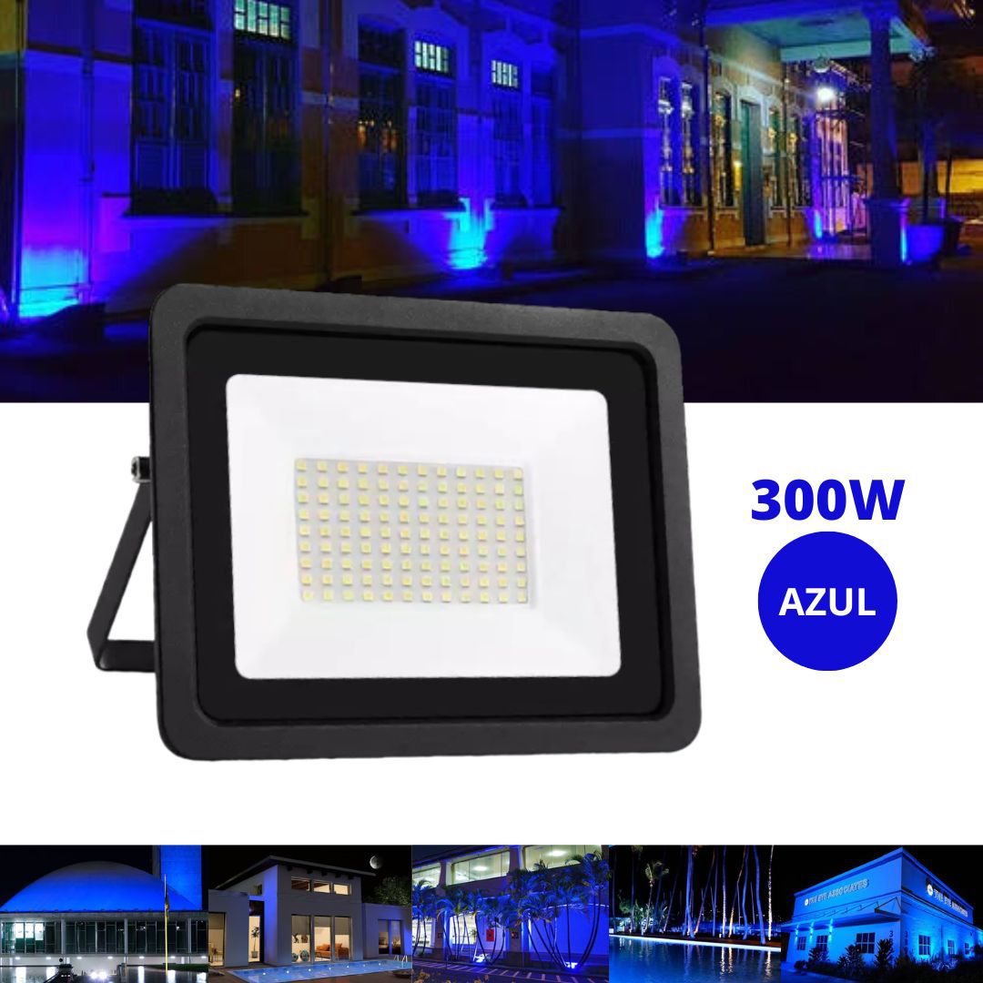 Refletor 300W LED SMD Slim Mini Holofote Azul IP67 Bivolt - Planet  Iluminação