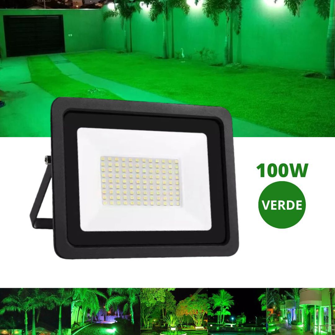 Refletor 100W LED SMD Slim Mini Holofote Verde IP67 Bivolt - Planet  Iluminação