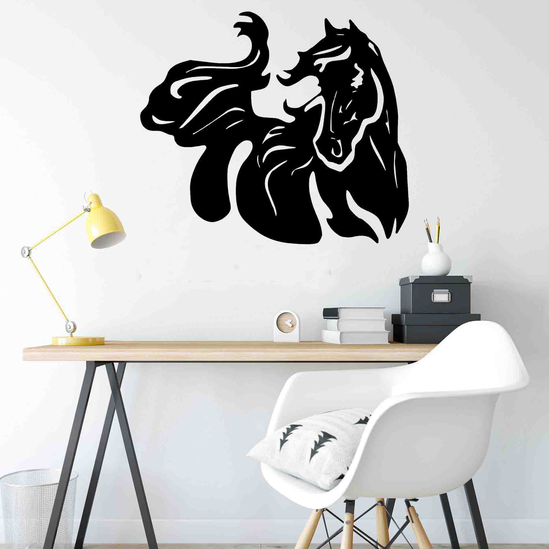 Quadro Decorativo Vazado Cavalo Marinho Geométrico MDF 3mm Preto