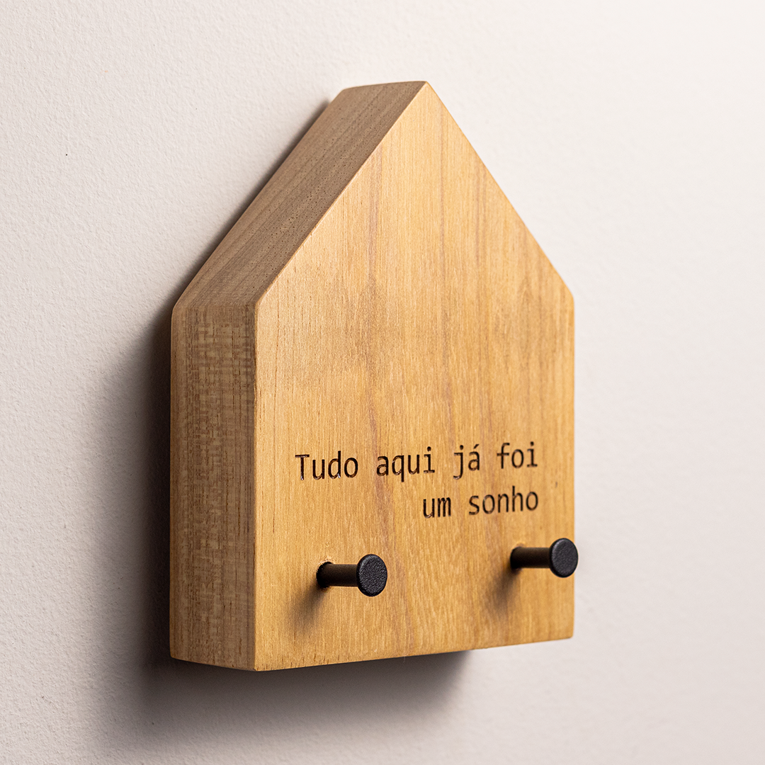 Porta Chaves Casinha de Madeira - Éntona Decor