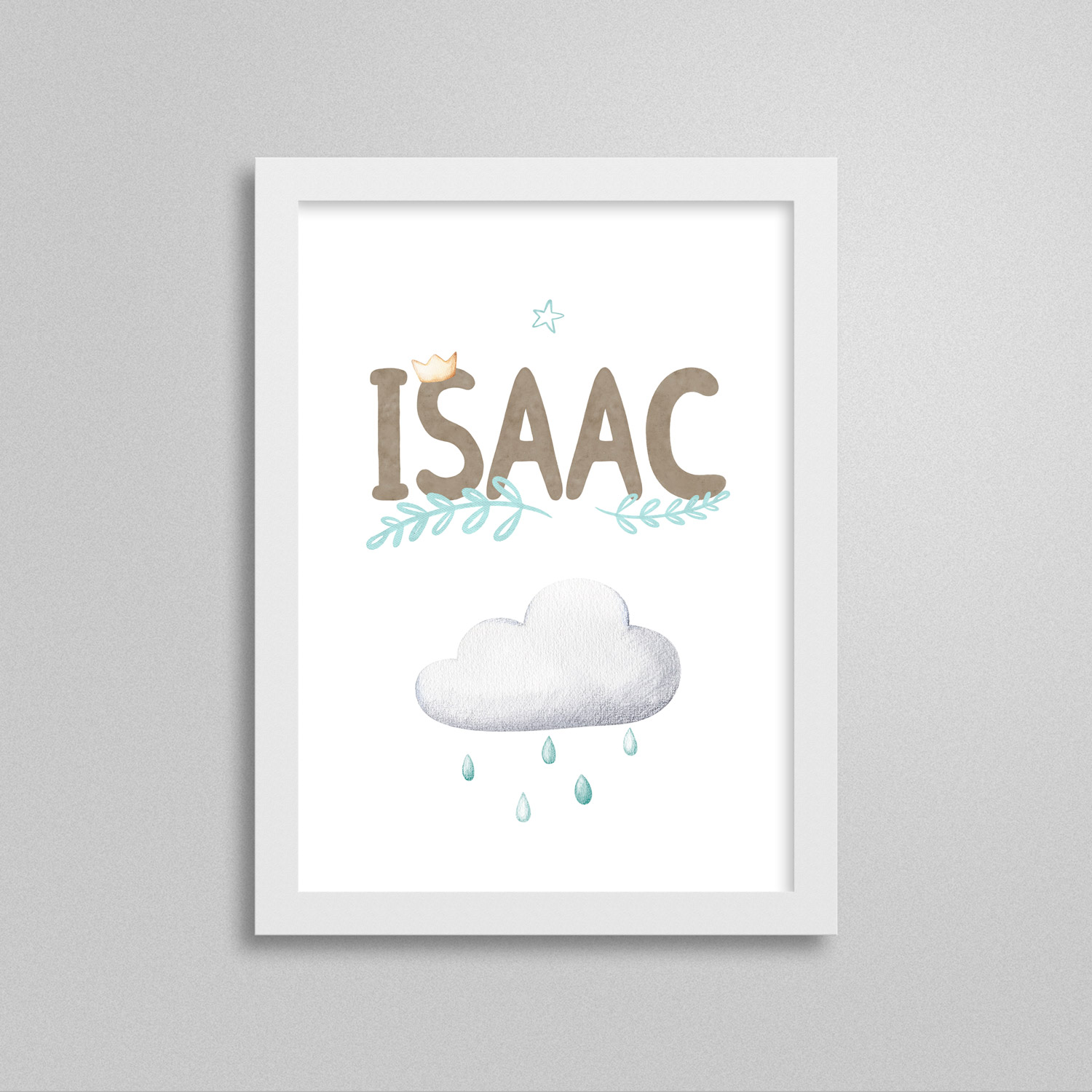 Quadro Nome Isaac Quarto de Bebê e Infantil