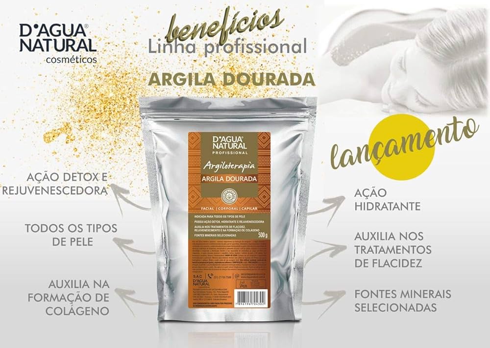 Argila Dourada 500g D'agua Natural - Sansei Cosméticos | O ponto de ...
