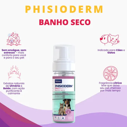 Banho a Seco Phisioderm para Cães e Gatos Virbac 150ml - PrimeVet ...