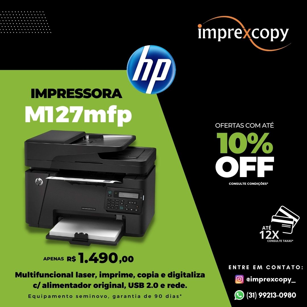 MULTIFUNCIONAL HP LASERJET M127 - SEMINOVA - lojaimprexcopy.com.br