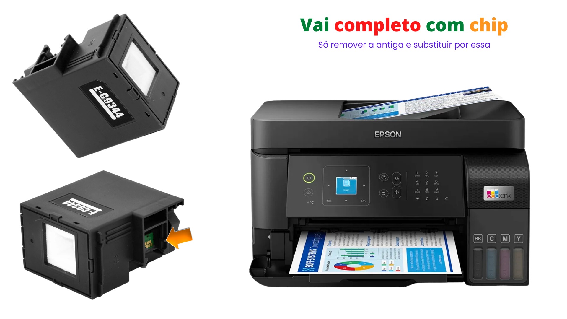 CAIXA MANUTENCAO EPSON L5590 XP2100 WF2810 - COMPLETA C9344 ...