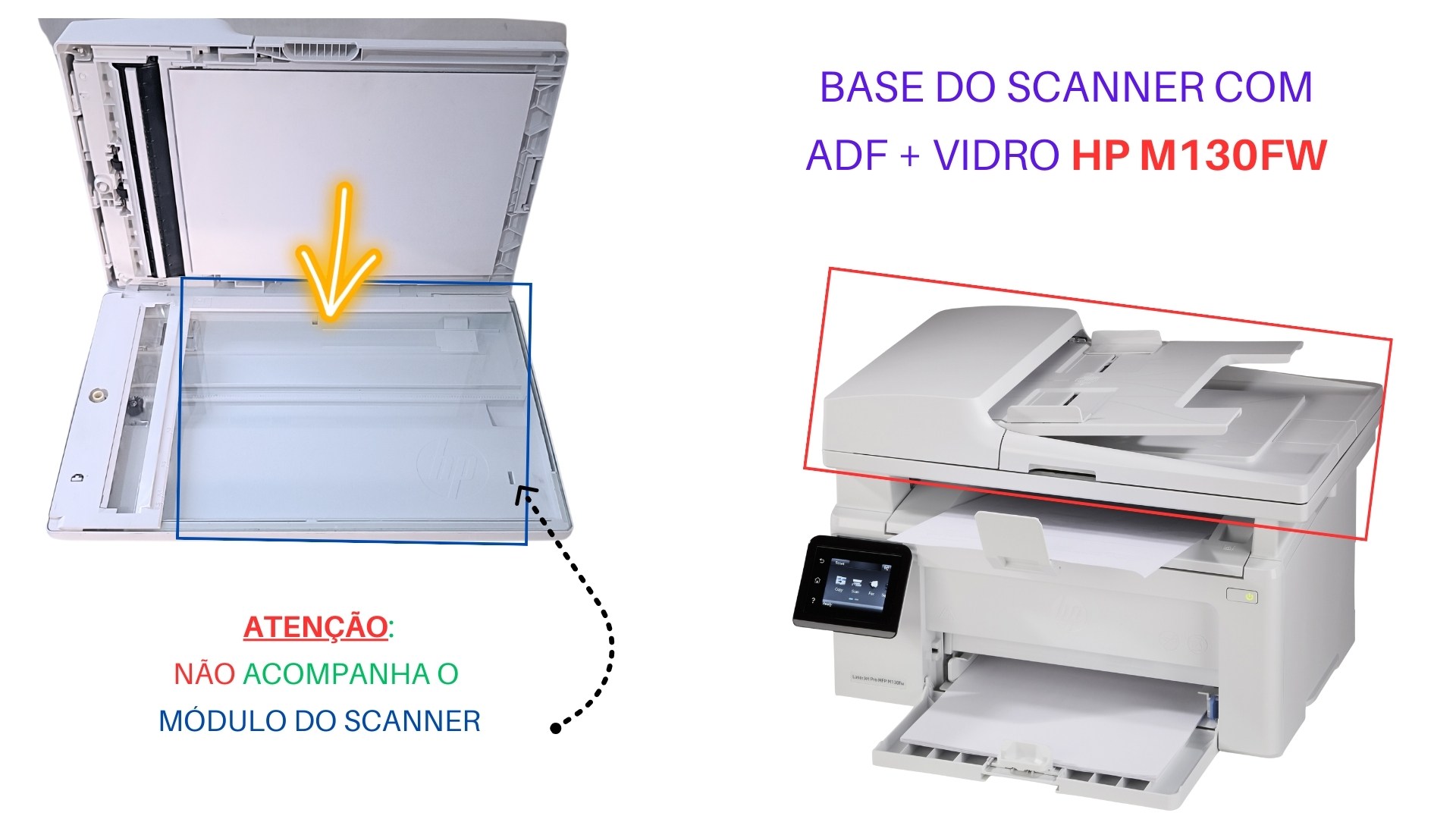 BASE DO ADF C/ VIDRO HP LASERJET M130FW - lojaimprexcopy.com.br