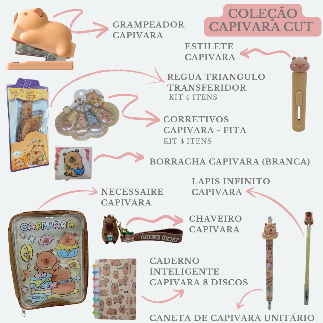 KIT COLEÇÃO CAPIVARA CUT - 10 ITENS DE PURA FOFURA - lojaimprexcopy.com.br
