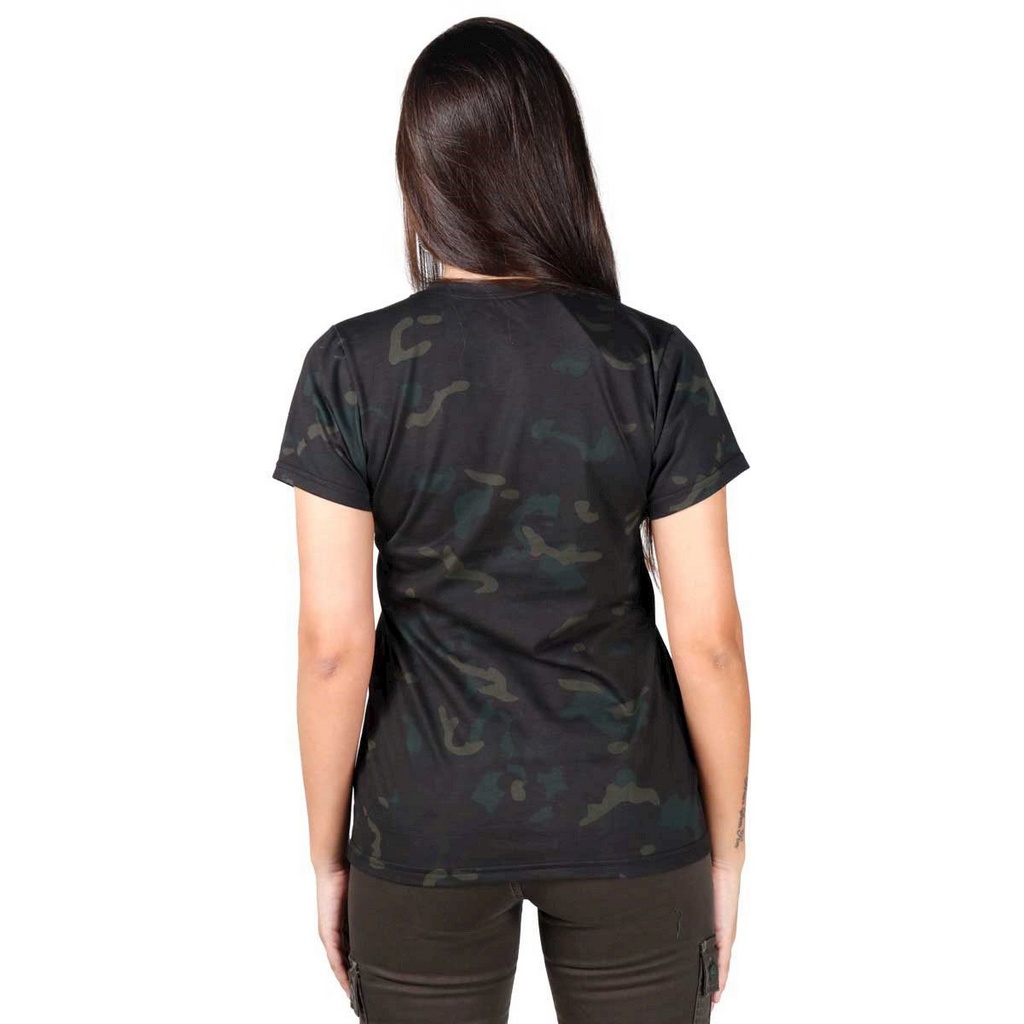 Camiseta Feminina Bélica Soldier Camuflada Multicam Black Atacado Aventura