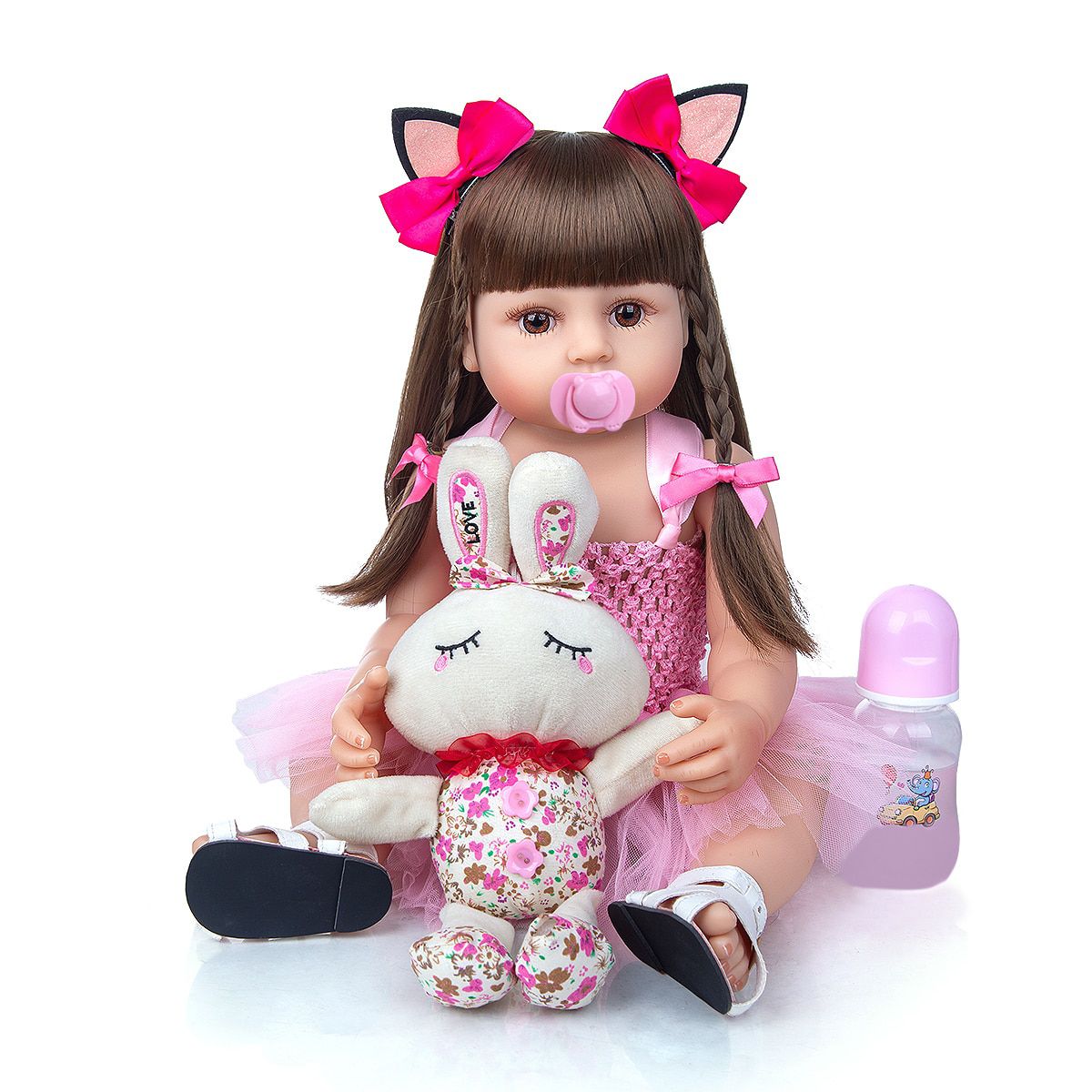 Boneca Bebê Menina Reborn Silicone Pode Molhar Kit Itens