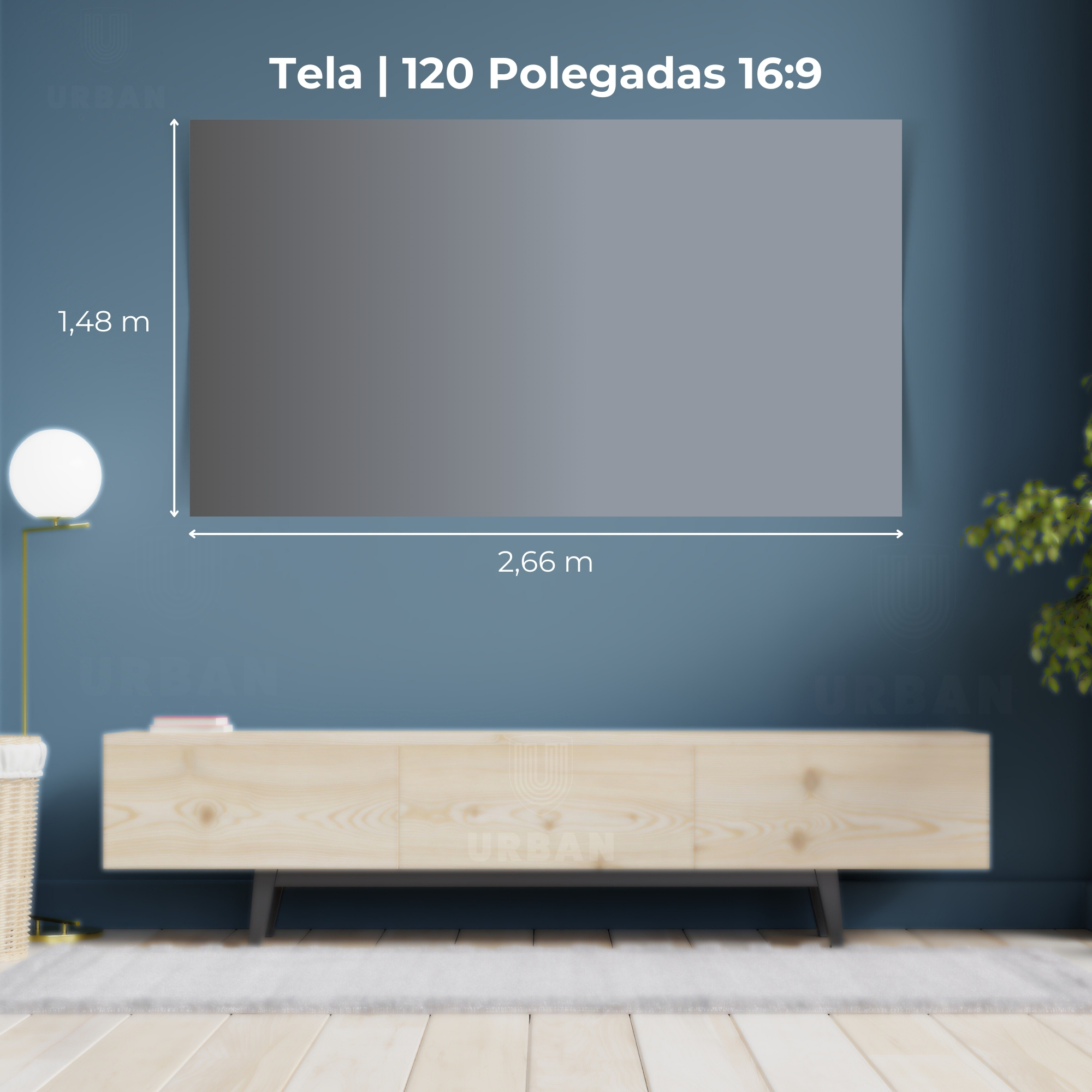 Ecran 120 Polegadas Em Cm Tela Reflexiva Para Projetor 16:9 120 Polegadas Salange Cor Cinza ...