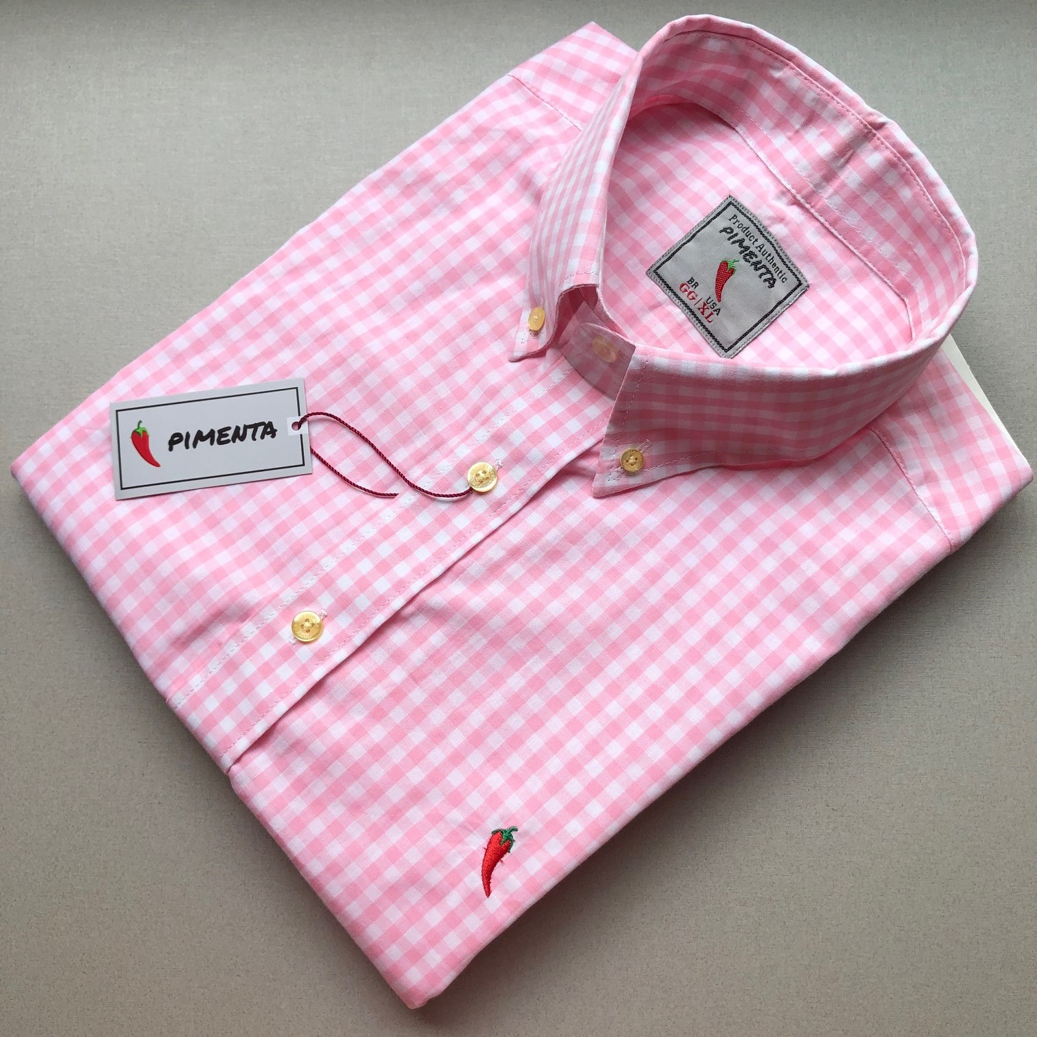 Camisa Rosa Xadrez Preto