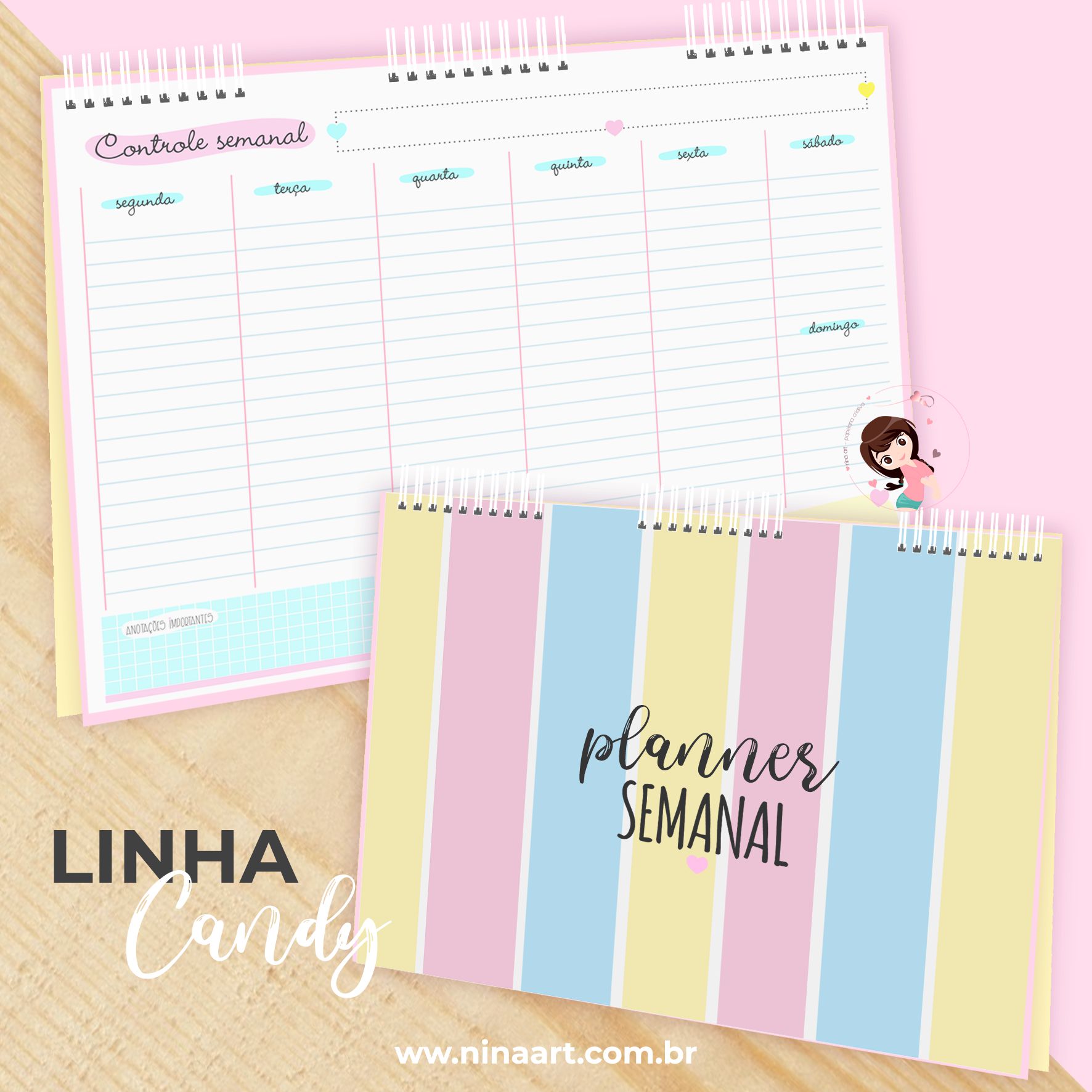 Pack 6 folhas A5 planner semanal