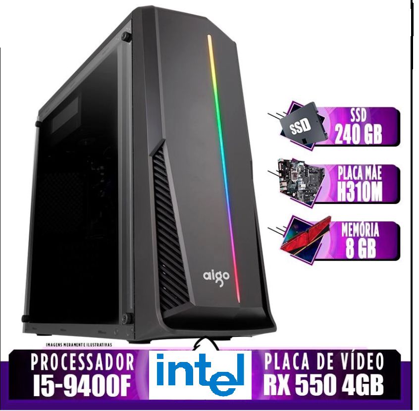 Pc Gamer Completo Intel I5 3ª 16gb Rx 550 4gb Ssd 240gb