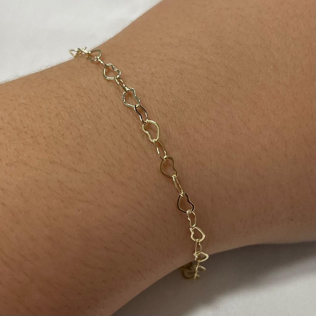 Pulseira Infantil Menina Delicada de Coração Banhada a Ouro 18k ...