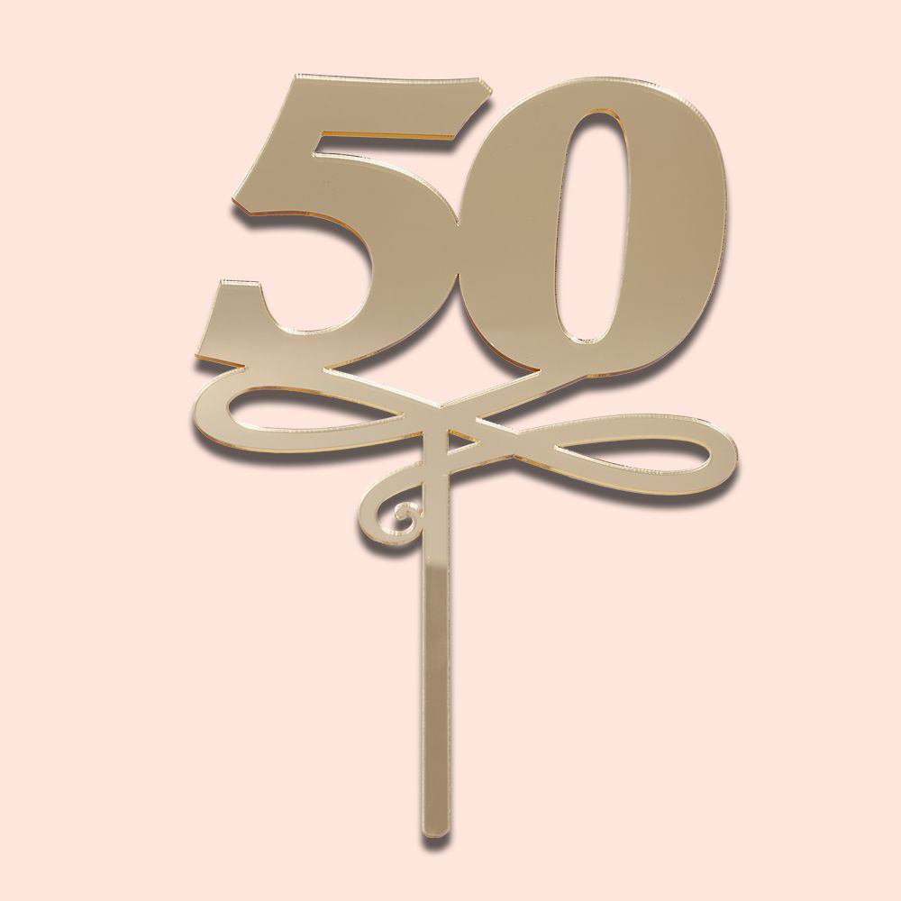 Topo de Bolo Aniversário 50 Anos Dourado 22cm - Formosa Festas: Artigos  para Festas e Decoração