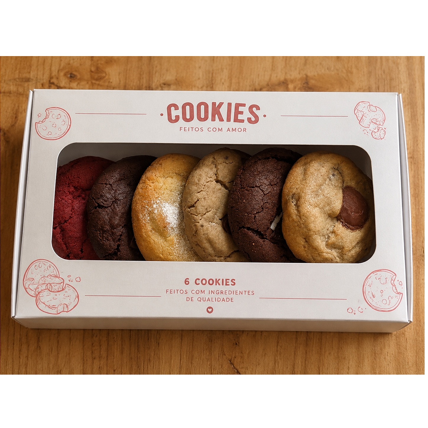 Caixa com 6 cookies - Smile Town Cafe - Cafés Especiais & Cookies