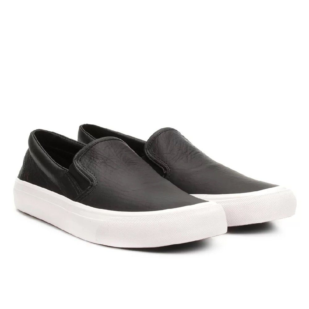 TENIS RESERVA SLIP ON COURO PRETO Lojas Trend