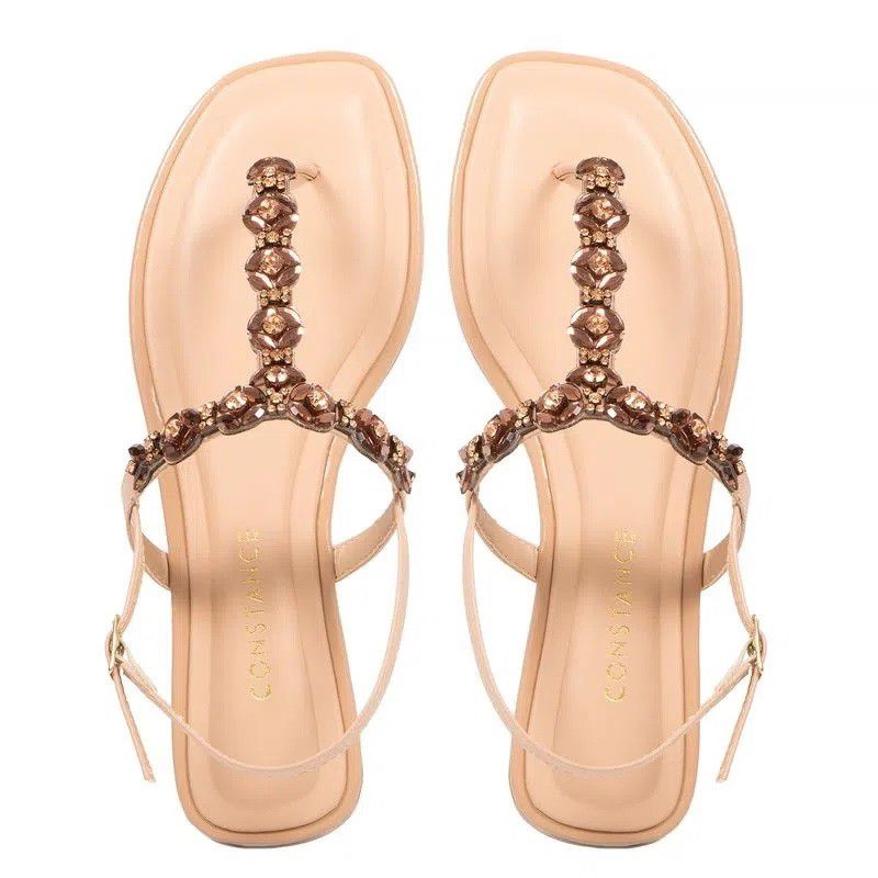 Rasteira Constance Sandalia Rasteira Preta Com Pedras Sandalia