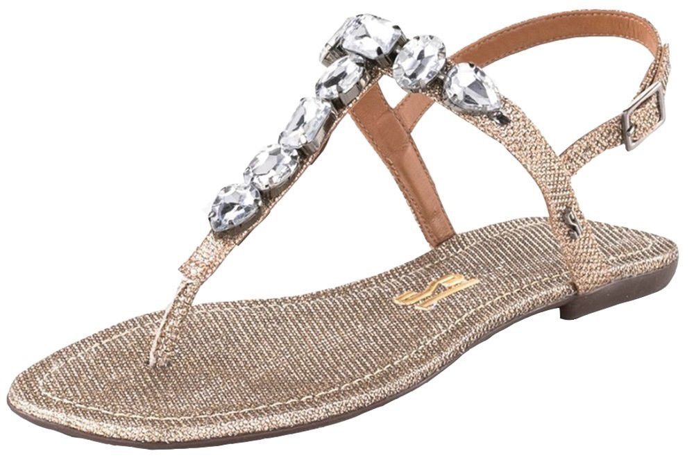 SANDALIA RASTEIRA SANTA LOLLA PEDRAS DOURADA Lojas Trend