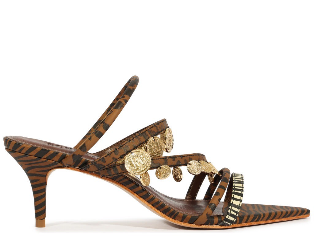 SANDALIA SCHUTZ MULE DESIREE COURO MEDALHAS SUEDE TIGER-SUEDE ZE