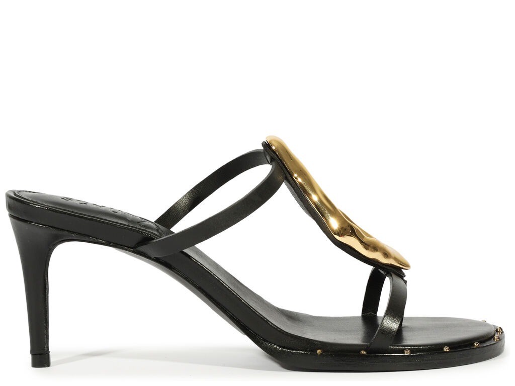 MULE SCHUTZ SALTO MEDIO COURO PRETO Lojas Trend