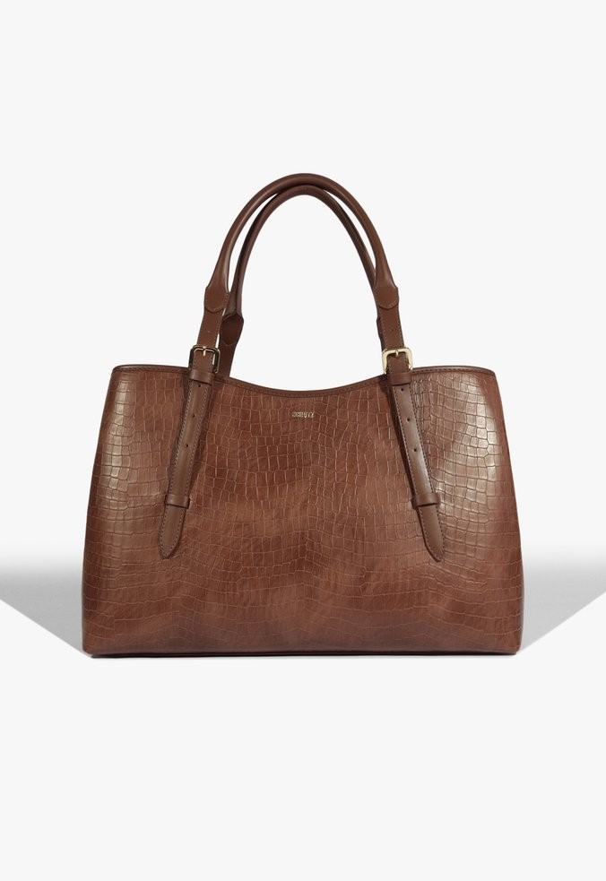 mas出品 BOLSA SCHUTZ TOTE GRANDE MAEVE CROCO - MARROM - Lojas Trend
