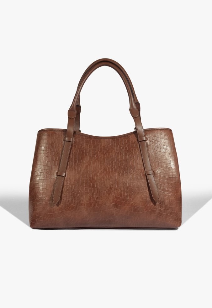 BOLSA SCHUTZ TOTE GRANDE MAEVE CROCO - MARROM - Lojas Trend