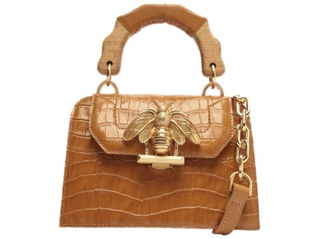 BOLSA BELIEVE SCHUTZ CROCO PEQUENA MIELE CARAMELO - Lojas Trend