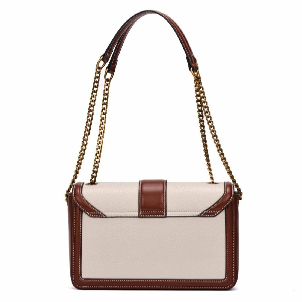 BOLSA SANTA LOLLA FLOATER OFF WHITE E MARROM ALÇA OMBRO CORRENTE