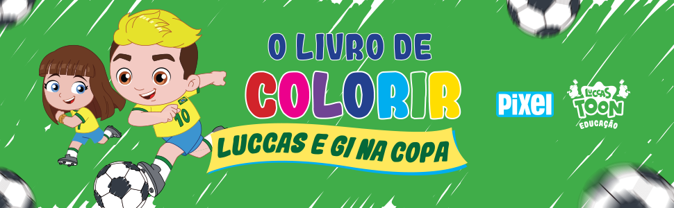 O livro de colorir Luccas e Gi na Copa - Loja Pixel - Editora