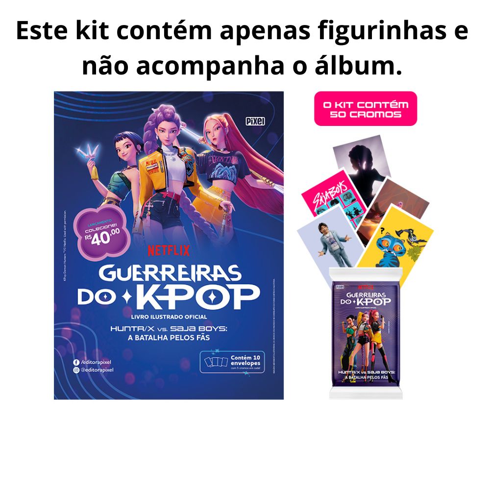 10 envelopes com 50 cromos - Livro Ilustrado Oficial Guerreiras