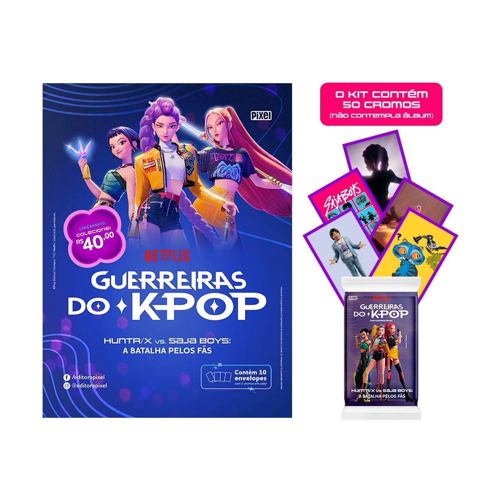 10 envelopes com 50 cromos - Livro Ilustrado Oficial Guerreiras