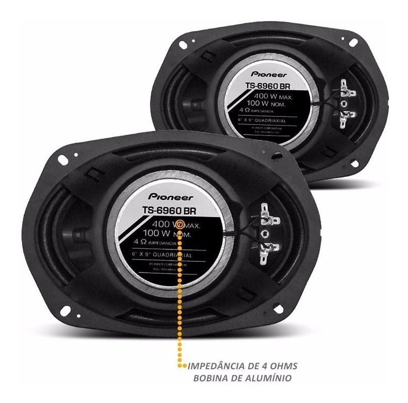 Par de Alto-falantes TS 6960BR QUADRIAXIAL 6 X 9 POL RMS 100W