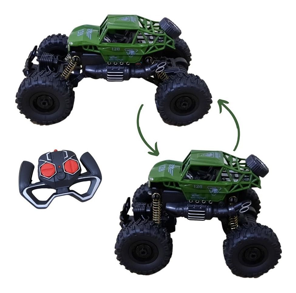 Carrinho de Controle Remoto Verde 4x4 com suspensão - Importway