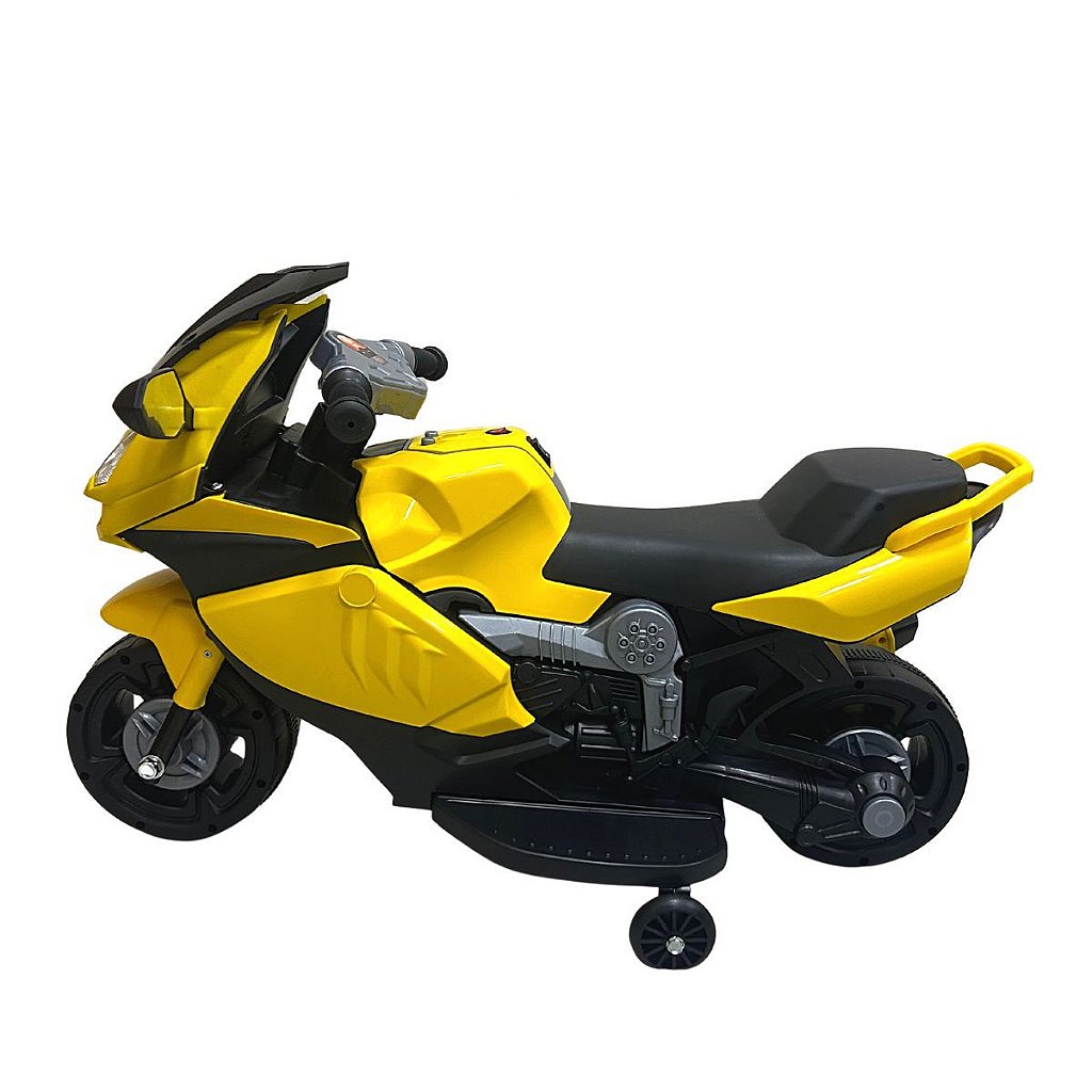 Mini Moto Elétrica 6V Infantil Amarela Com Luzes Buzina E Toca