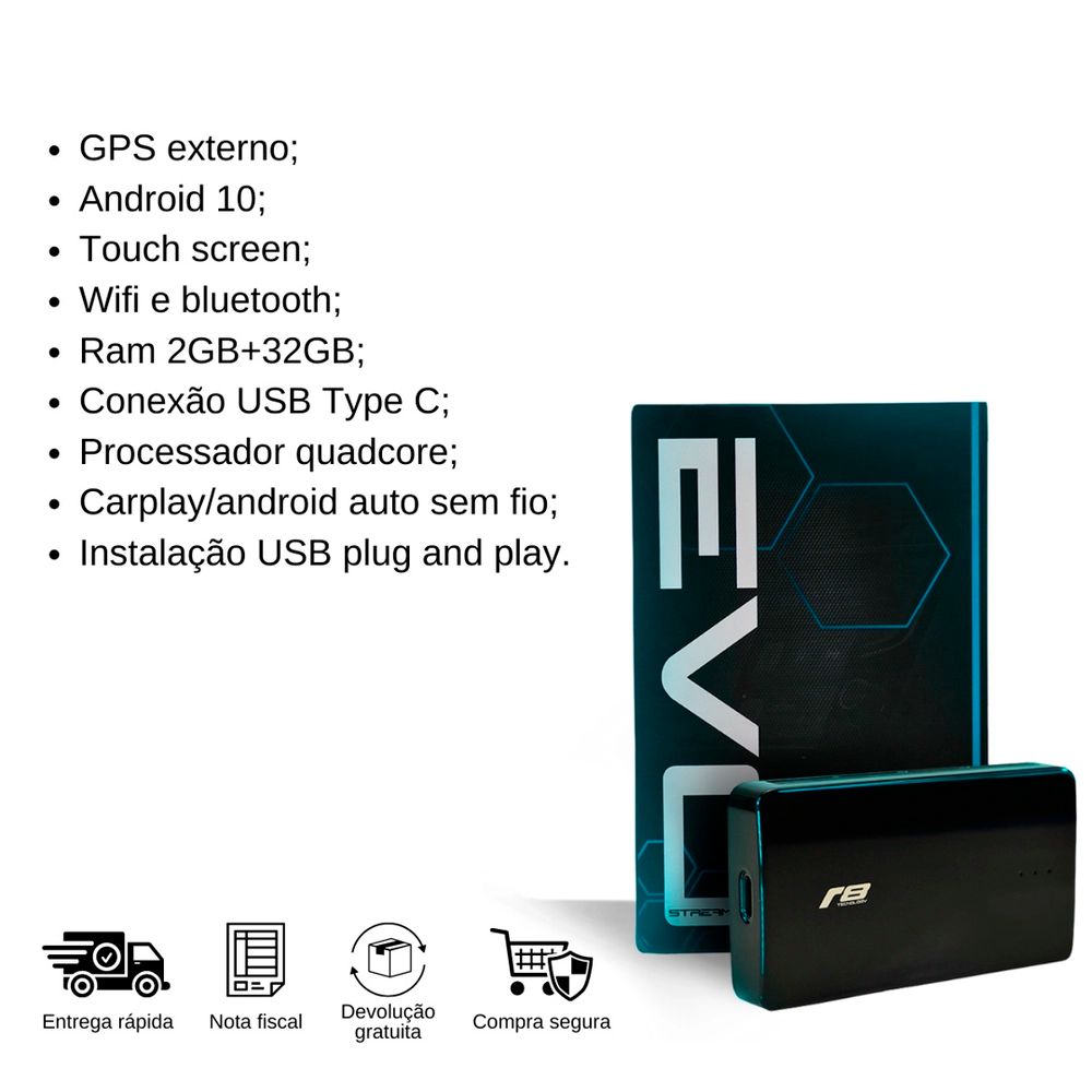 Streaming Box Evo Plug And Play Carplay IOS Android Apps 32GB