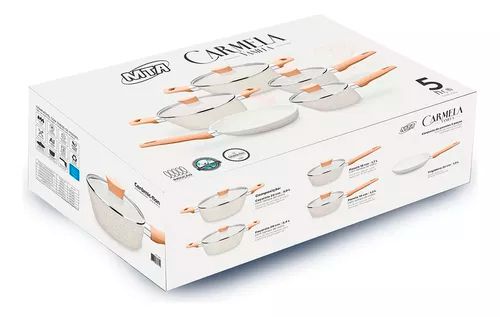 Conjunto de Panelas Carmela Vanilla 5 Peças Creme 8481 MTA Ceramic