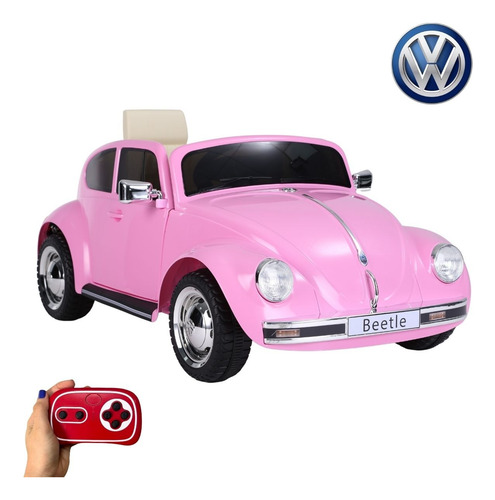 Mini Carro Elétrico Infantil Volkswagen Fusca Beetle Dune 6v Rosa