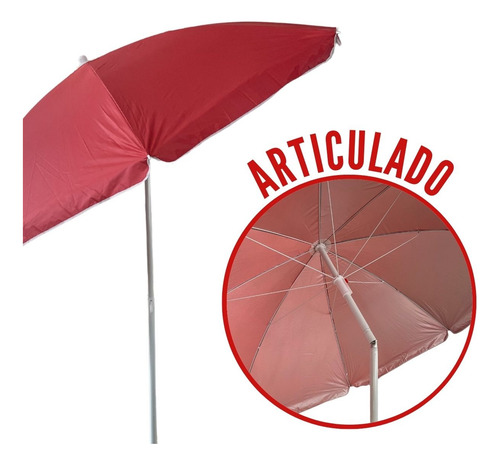 Guarda Sol Articulado Praia Grande 2,4m Pesca Praia Vermelho - Auto Equip, image size:500x465