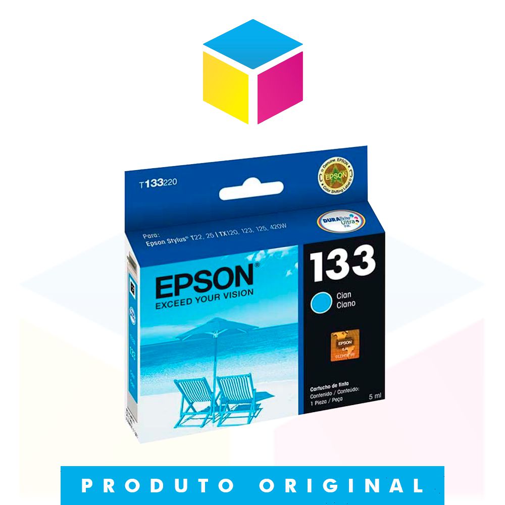 Cartucho de Tinta Epson original 133 T 133 T 1332 Ciano - THS