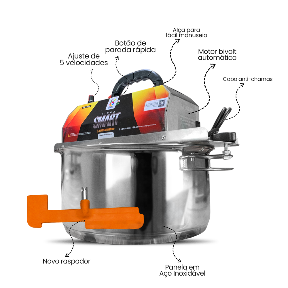 COMBO PANELA MISTURADORA SMART INOX INDUÇÃO 28CM + SUPORTE VIRADOR