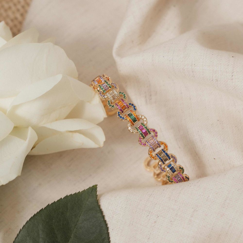 Bracelete Rainbow colorido - ajustável - zircônias e pedras
