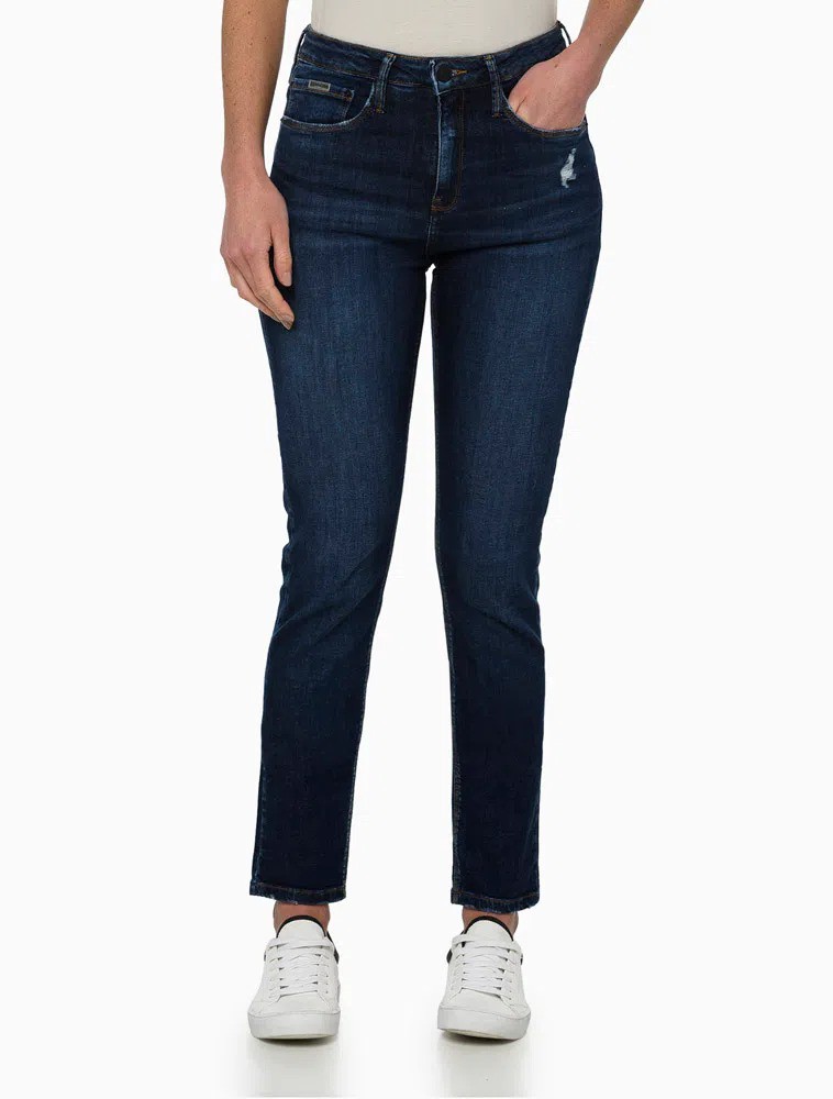 Trama Jeans Feminino Short Jeans Com Bordado CALVIN KLEIN JEANS CROPPED  BORDADO BOLSO MELEVALOGO