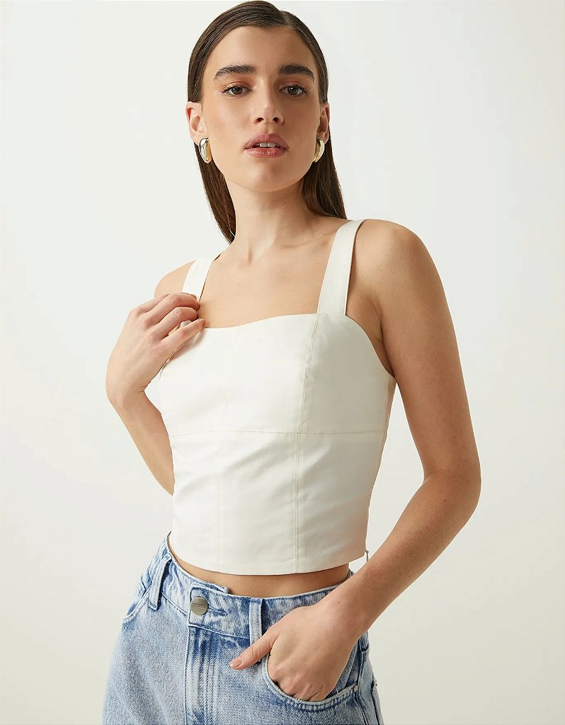 トップス Eaphi MULTI SHOULDER PARTS RIB TOPS SHOULDER CROPPED RECORTES PESPONTADOS - MELEVALOGO