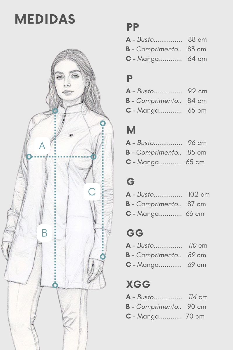 Tabela de Medidas Jaleco Laís