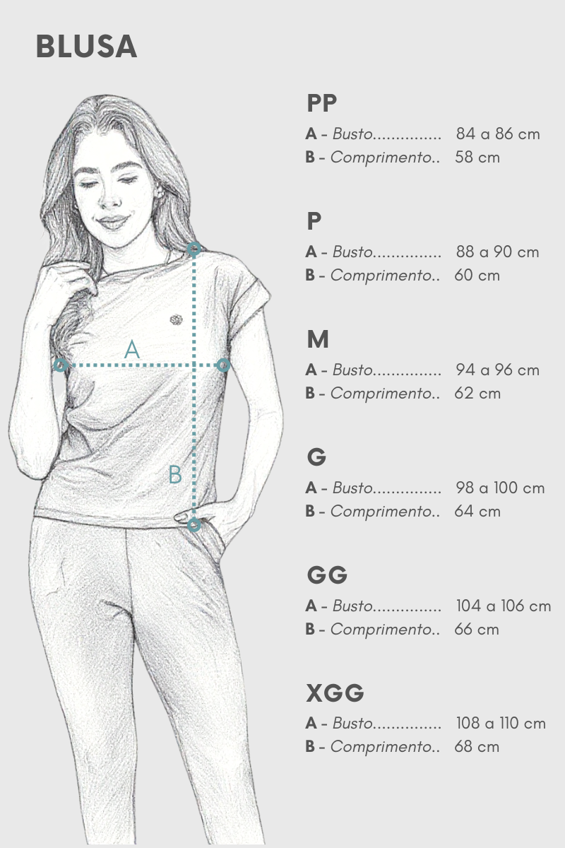Tabela de Medidas Blusa