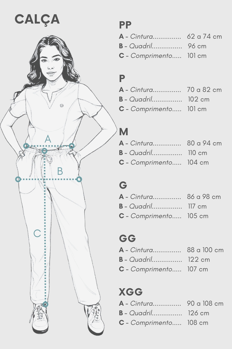 Tabela de Medidas Calça